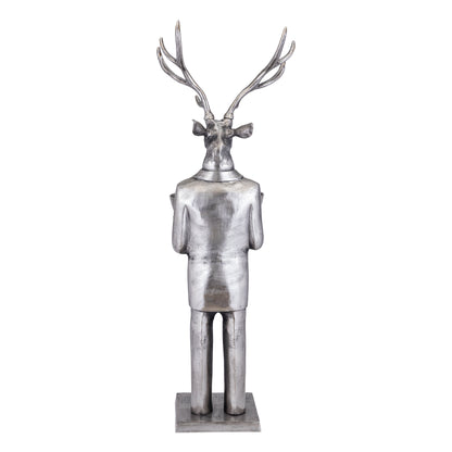 Reindeer Statue with Scale Gun Metal 192cm Large PTMD