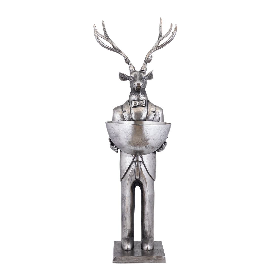 Reindeer Statue with Scale Gun Metal 192cm Large PTMD