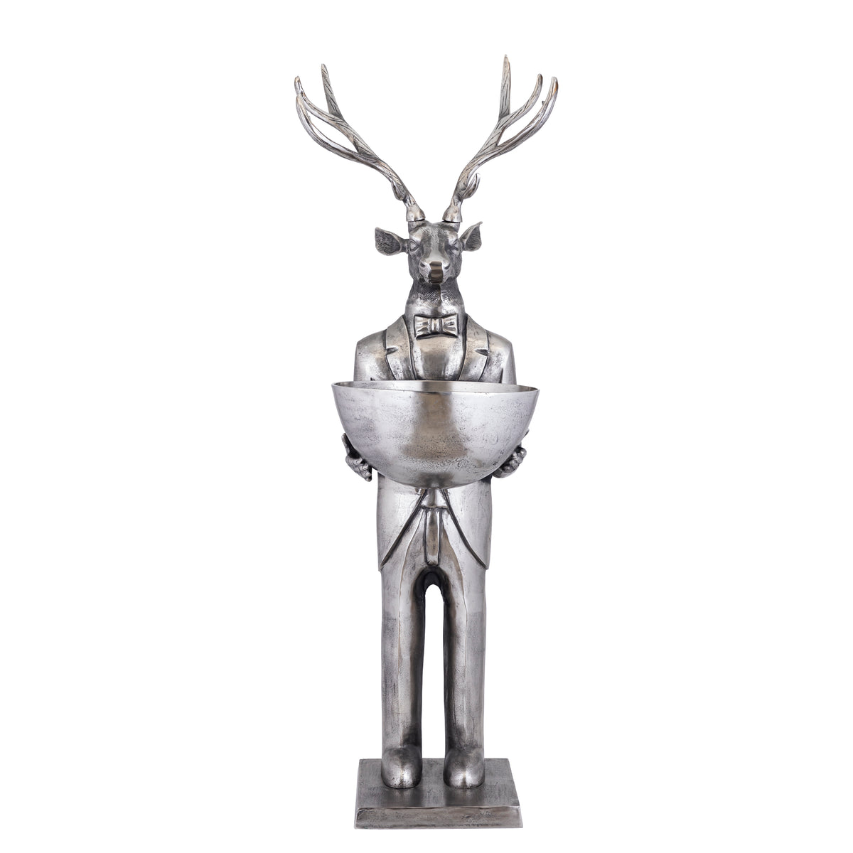 Reindeer Statue with Scale Gun Metal 192cm Large PTMD