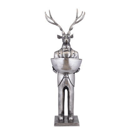 Reindeer Statue with Scale Gun Metal 192cm Large PTMD