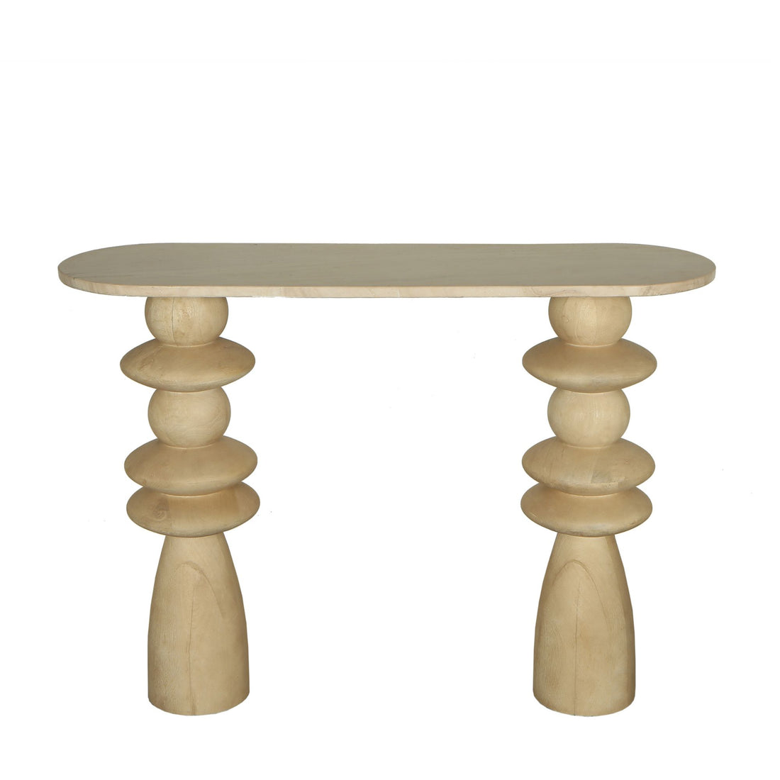 Callain Side Table Natural Mango Wood Oval Marble PTMD