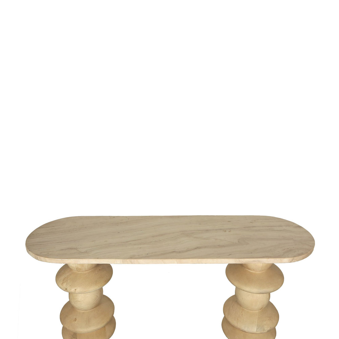 Callain Side Table Natural Mango Wood Oval Marble PTMD