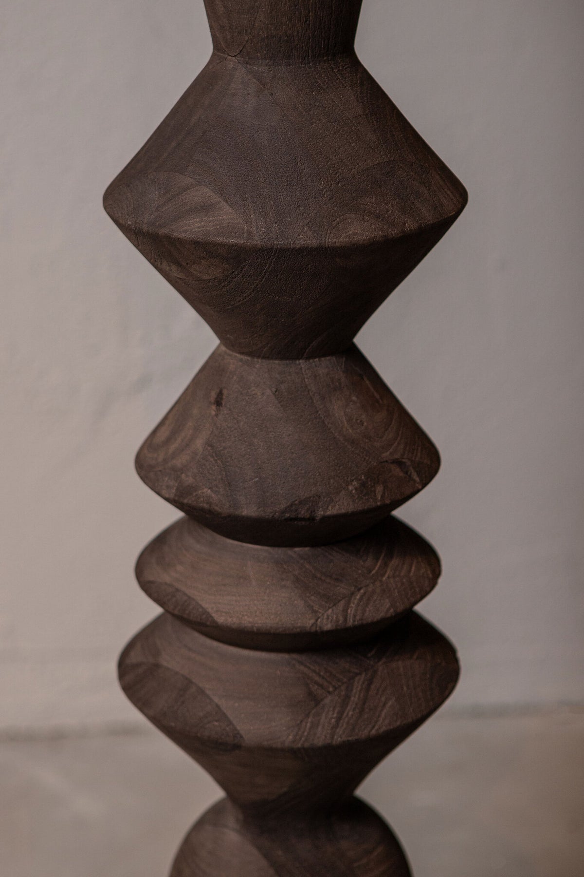 Floor Lamp Elaine Brown Mango Wood Round Base H130cm PTMD