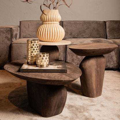 Harshad Brown Mango Wood Coffee Table Organic PTMD