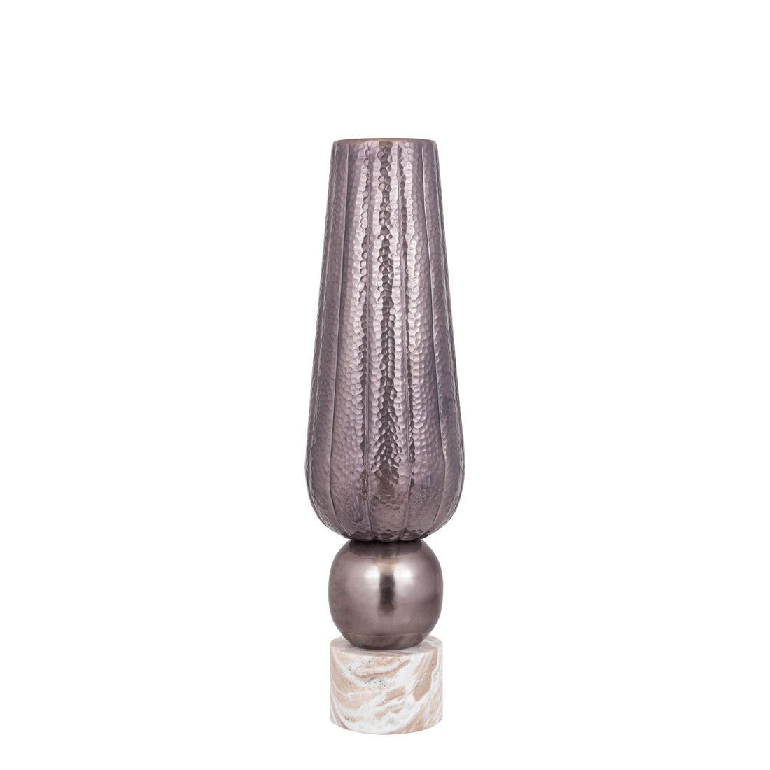 Marive Bronze Aluminum Sheet Vase On Marble Base Round Dia20xH76cm PTMD