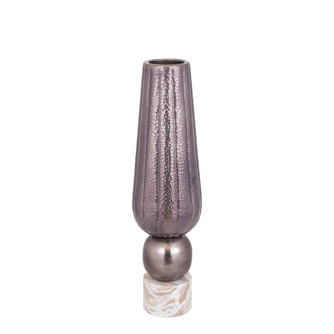 Marive Bronze Aluminum Sheet Vase On Marble Base Round Dia20xH76cm PTMD