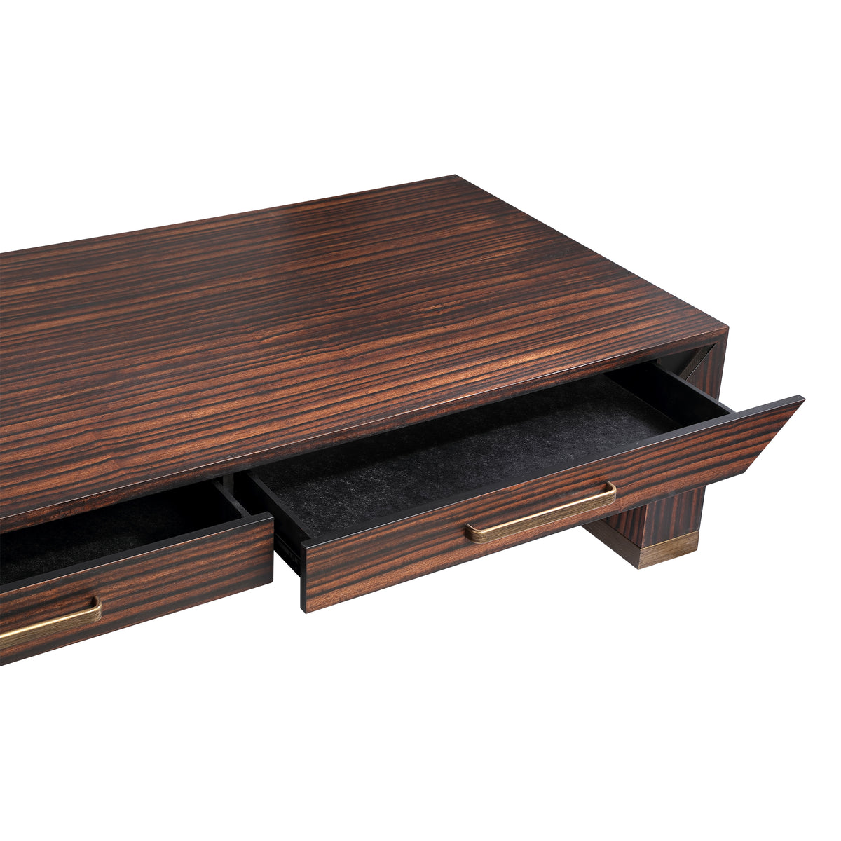 Tiess Brown Wooden Veneer Coffee Table 2 Drawers PTMD
