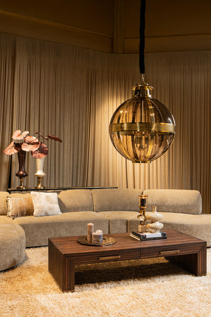 Tiess Brown Wooden Veneer Coffee Table 2 Drawers PTMD