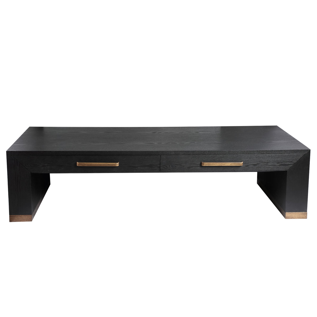 Tiess Black Wooden Veneer Coffee Table 2 Drawers PTMD