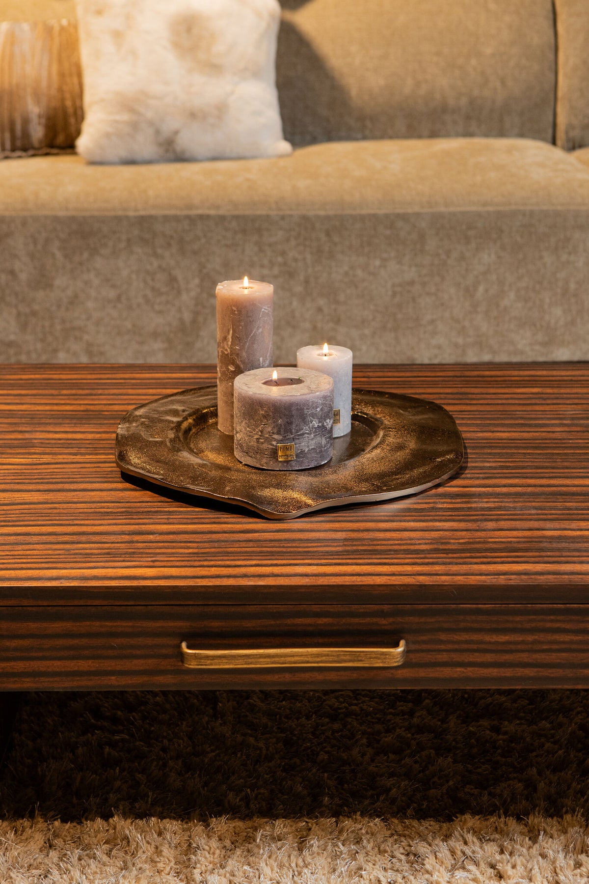 Tiess Black Wooden Veneer Coffee Table 2 Drawers PTMD