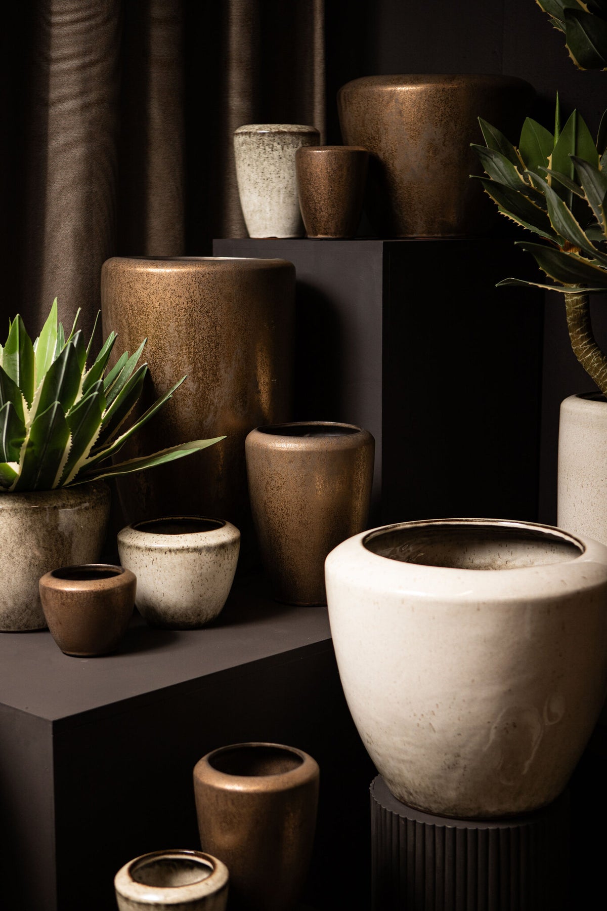 Kyleigh Beige Round Ceramic Pot Smooth High L 35x58 cm PTMD