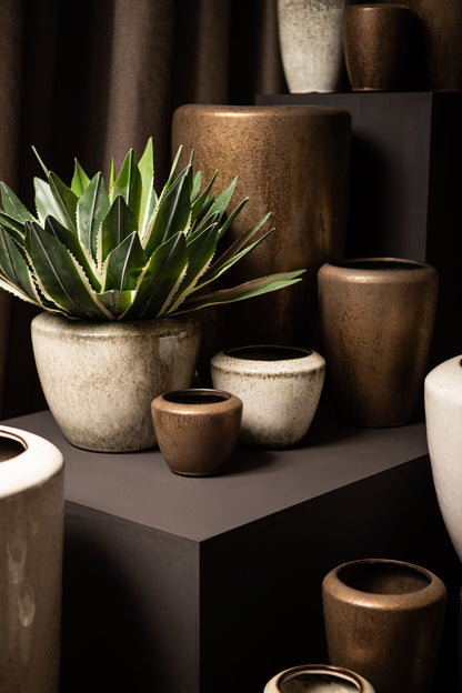 Kyleigh Beige Round Ceramic Pot Smooth High L 35x58 cm PTMD
