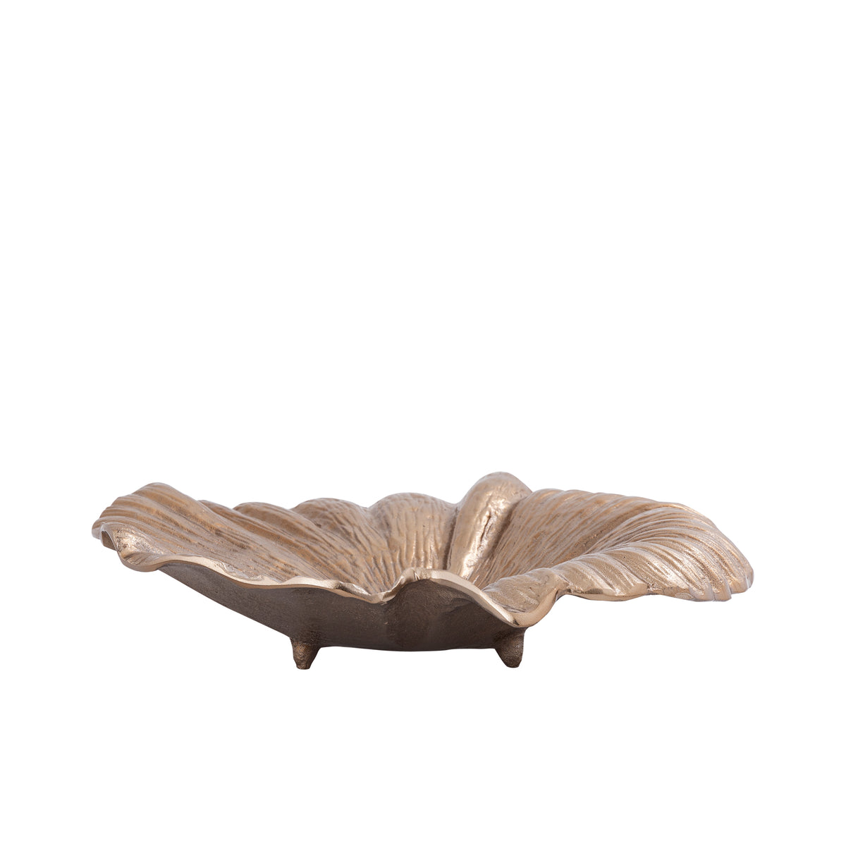 Dish Losh BrownGold Aluminum Wavy Leaf Oval PTMD