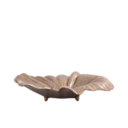 Dish Losh BrownGold Aluminum Wavy Leaf Oval PTMD