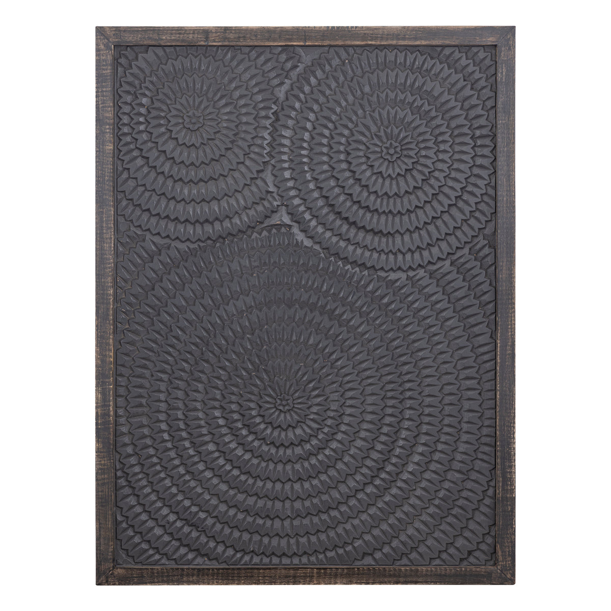 Levya Black Wooden Rectangular Wall Panel Round Pattern PTMD