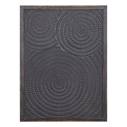 Levya Black Wooden Rectangular Wall Panel Round Pattern PTMD