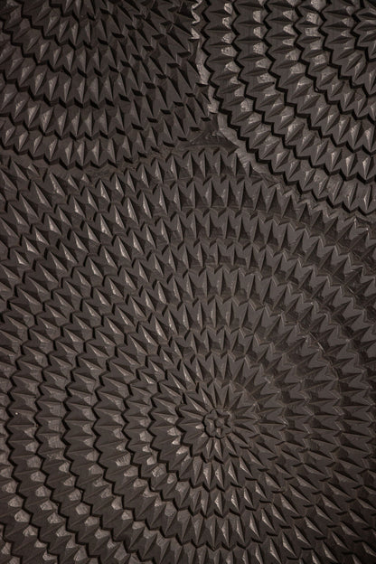 Levya Black Wooden Rectangular Wall Panel Round Pattern PTMD