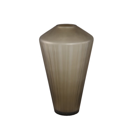 Damiri Brown Glass Vase Hand-Cut Lines Large PTMD