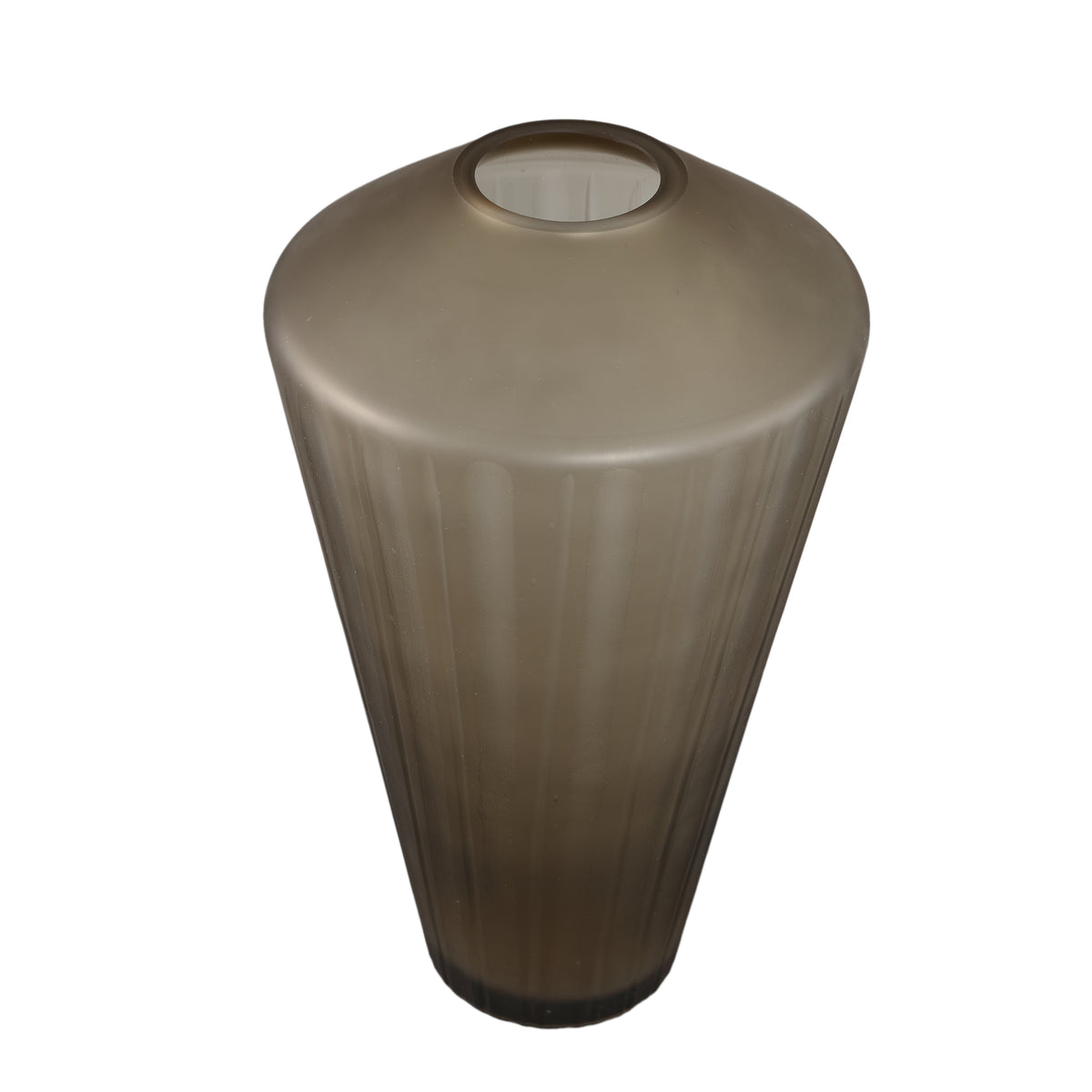 Damiri Brown Glass Vase Hand-Cut Lines Large PTMD