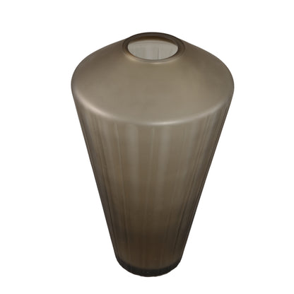 Damiri Brown Glass Vase Hand-Cut Lines Large PTMD