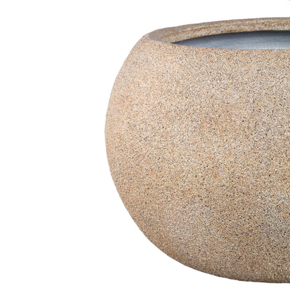 Nihara Beige Fiber Cement Globe-Shaped Flower Pot Set of 2 PTMD