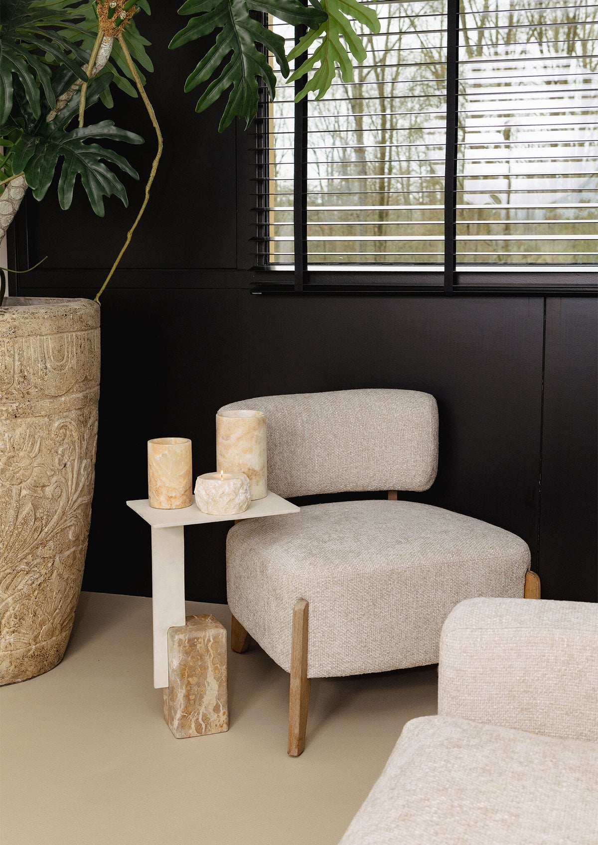 Side table Ebe Beige Marble Rectangular PTMD