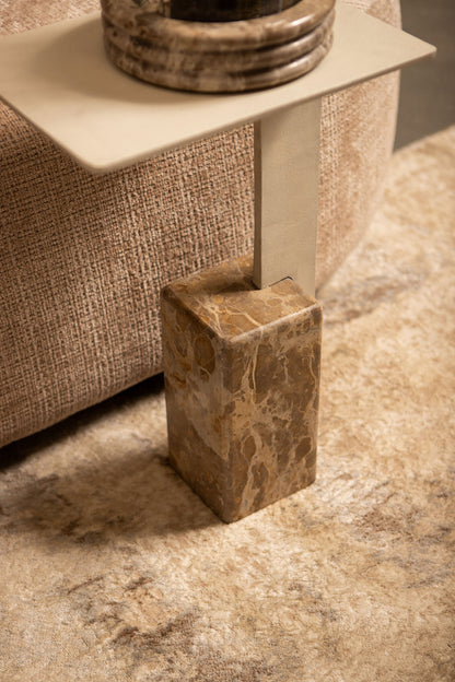 Side table Ebe Beige Marble Rectangular PTMD