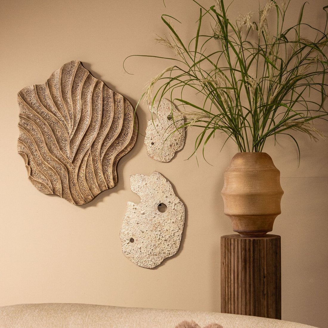Wall Panel Enrike Rough Cast Aluminum Beige Large PTMD