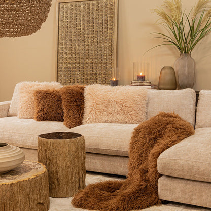 Rexx Beige Faux Sheepskin Cushion Rectangle PTMD