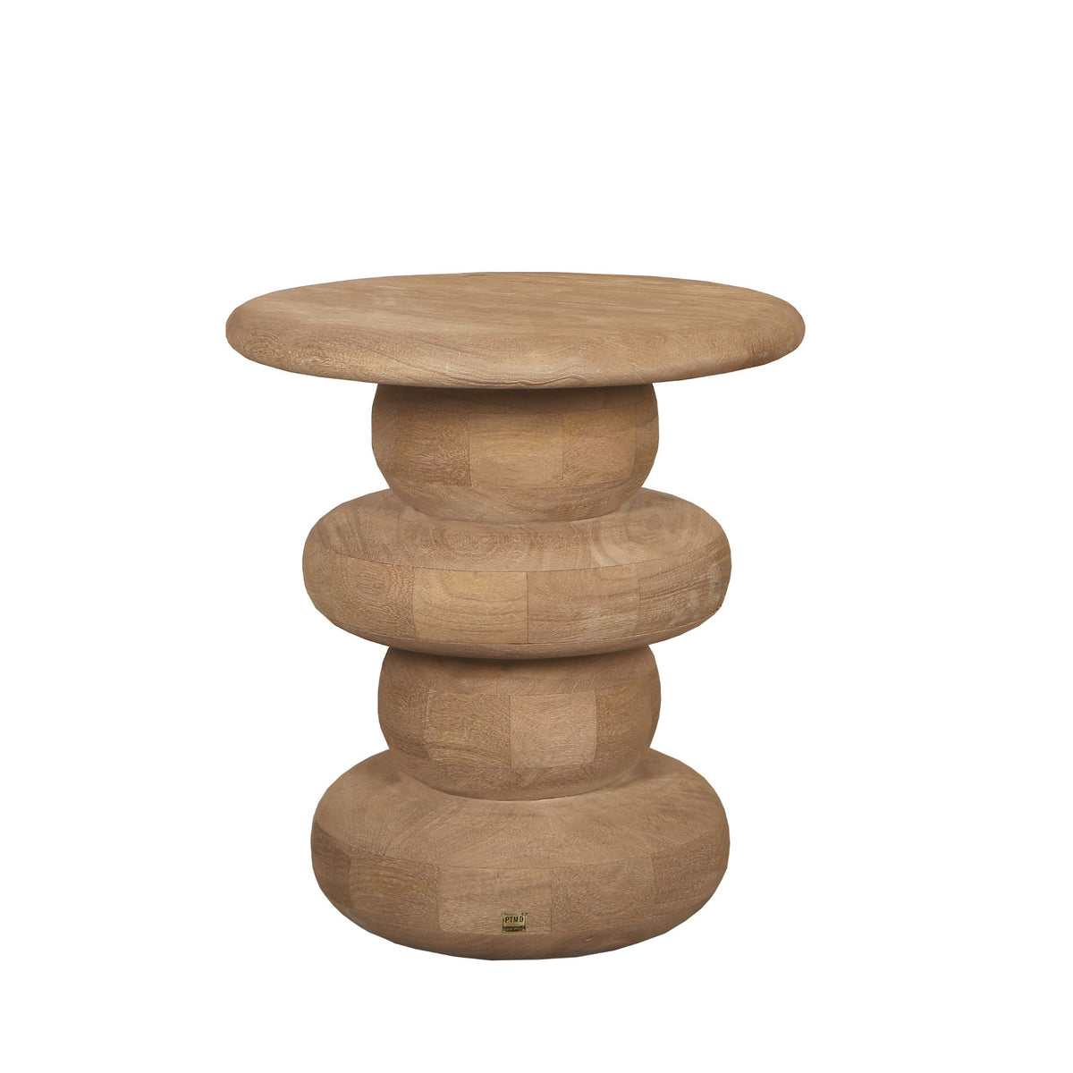 Round Side Table Keven Ribbed Mango Wood Natural PTMD