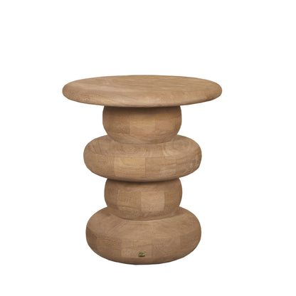 Round Side Table Keven Ribbed Mango Wood Natural PTMD