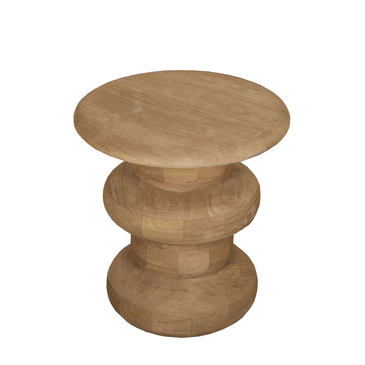 Round Side Table Keven Ribbed Mango Wood Natural PTMD