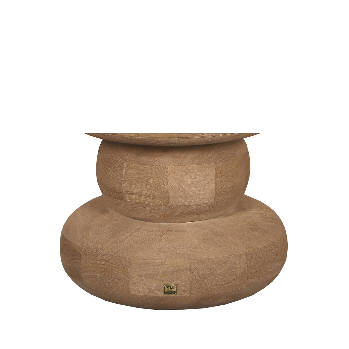 Round Side Table Keven Ribbed Mango Wood Natural PTMD