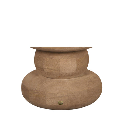 Round Side Table Keven Ribbed Mango Wood Natural PTMD
