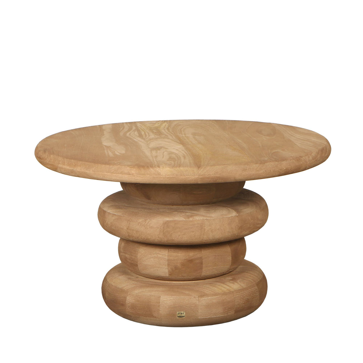 Coffee Table Keven Natural Mango Wood Ribbed Round PTMD