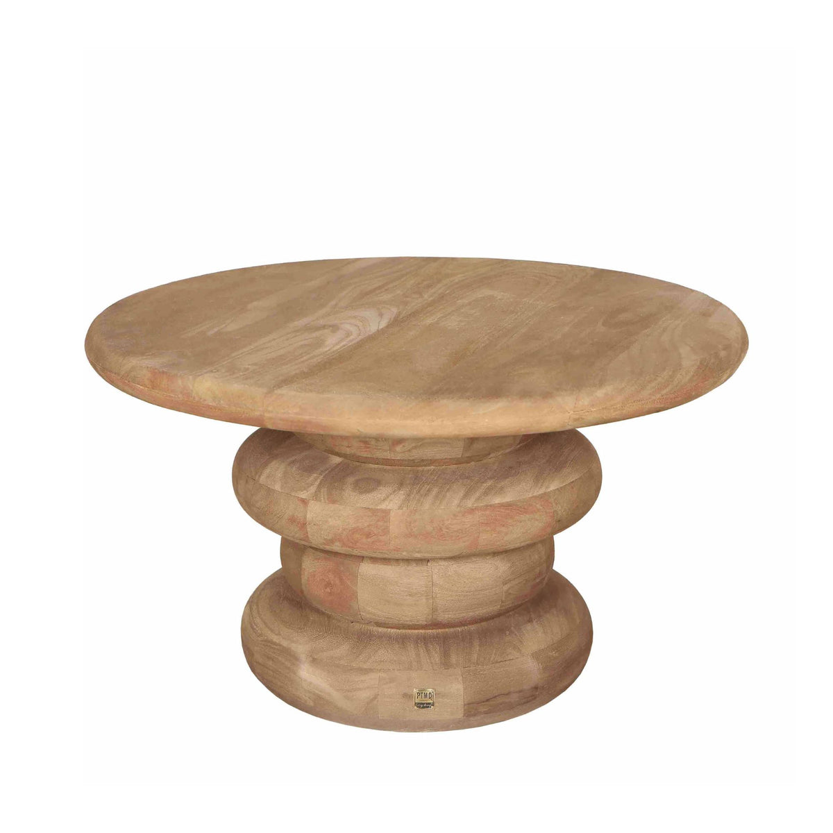 Coffee Table Keven Natural Mango Wood Ribbed Round PTMD