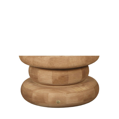 Coffee Table Keven Natural Mango Wood Ribbed Round PTMD