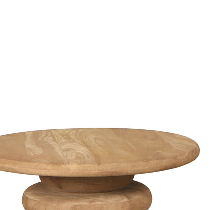 Coffee Table Keven Natural Mango Wood Ribbed Round PTMD