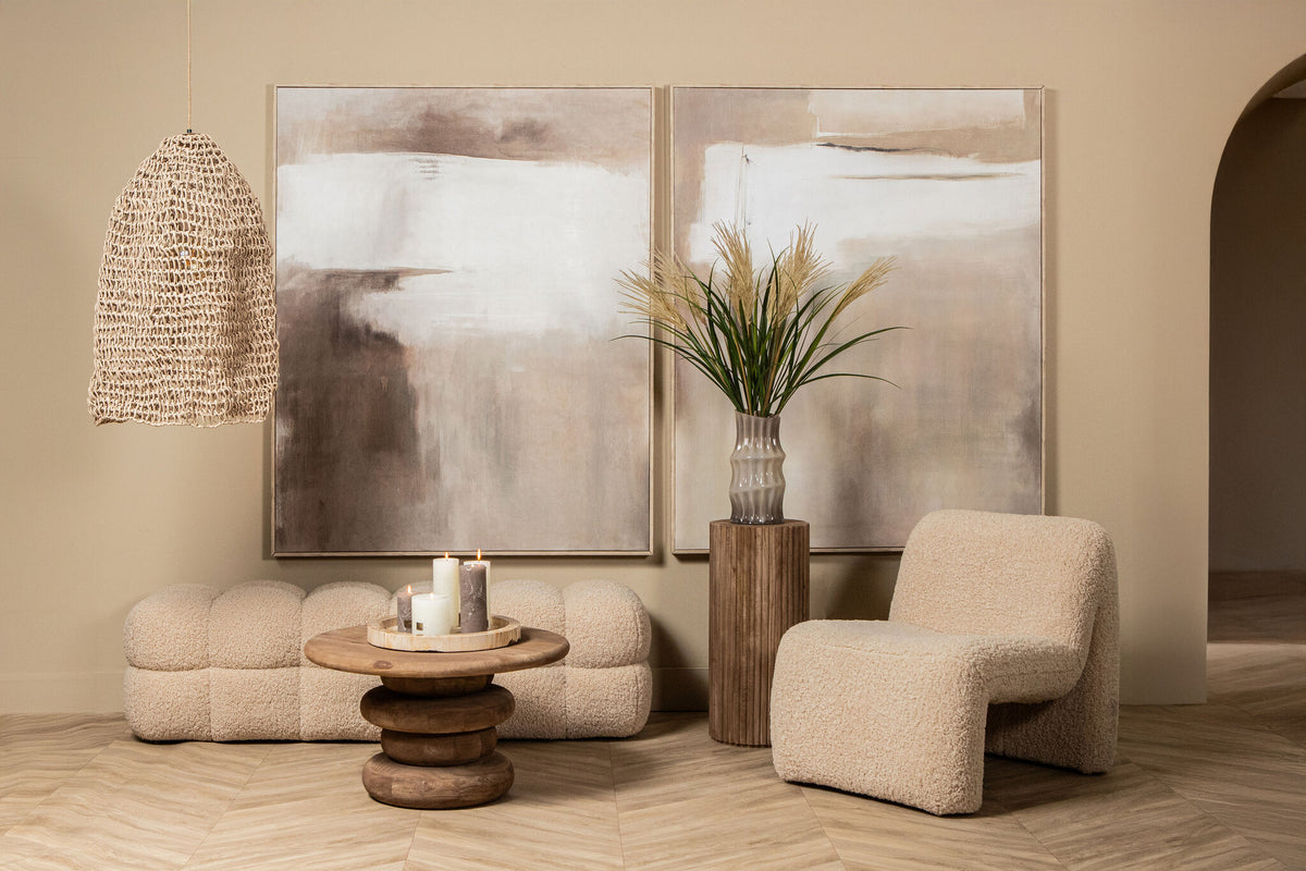 Coffee Table Keven Natural Mango Wood Ribbed Round PTMD