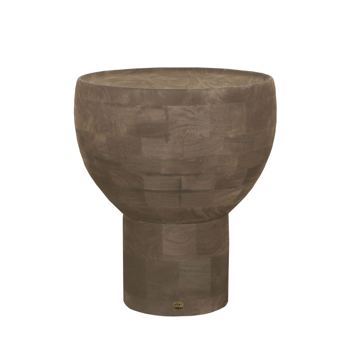 Side Table Erno Brown Mango Wood On Base Round PTMD