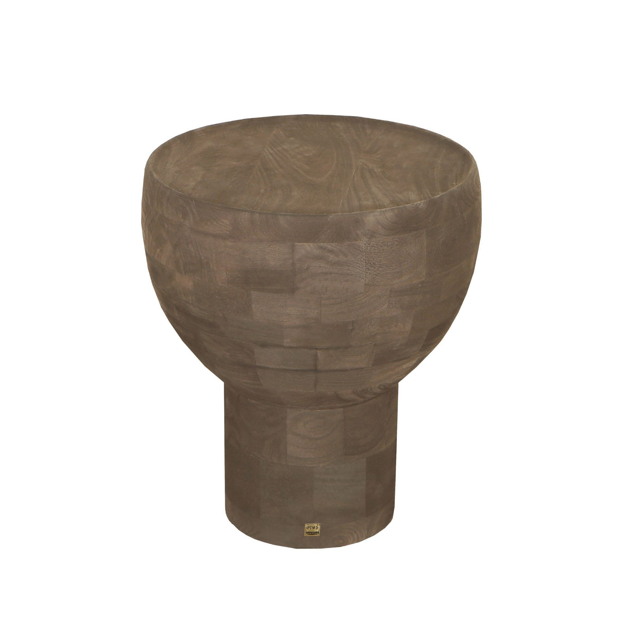 Side Table Erno Brown Mango Wood On Base Round PTMD
