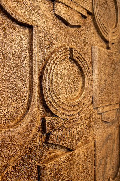 Saku Beige MDF Ancient Symbols Antique Wall Panel PTMD