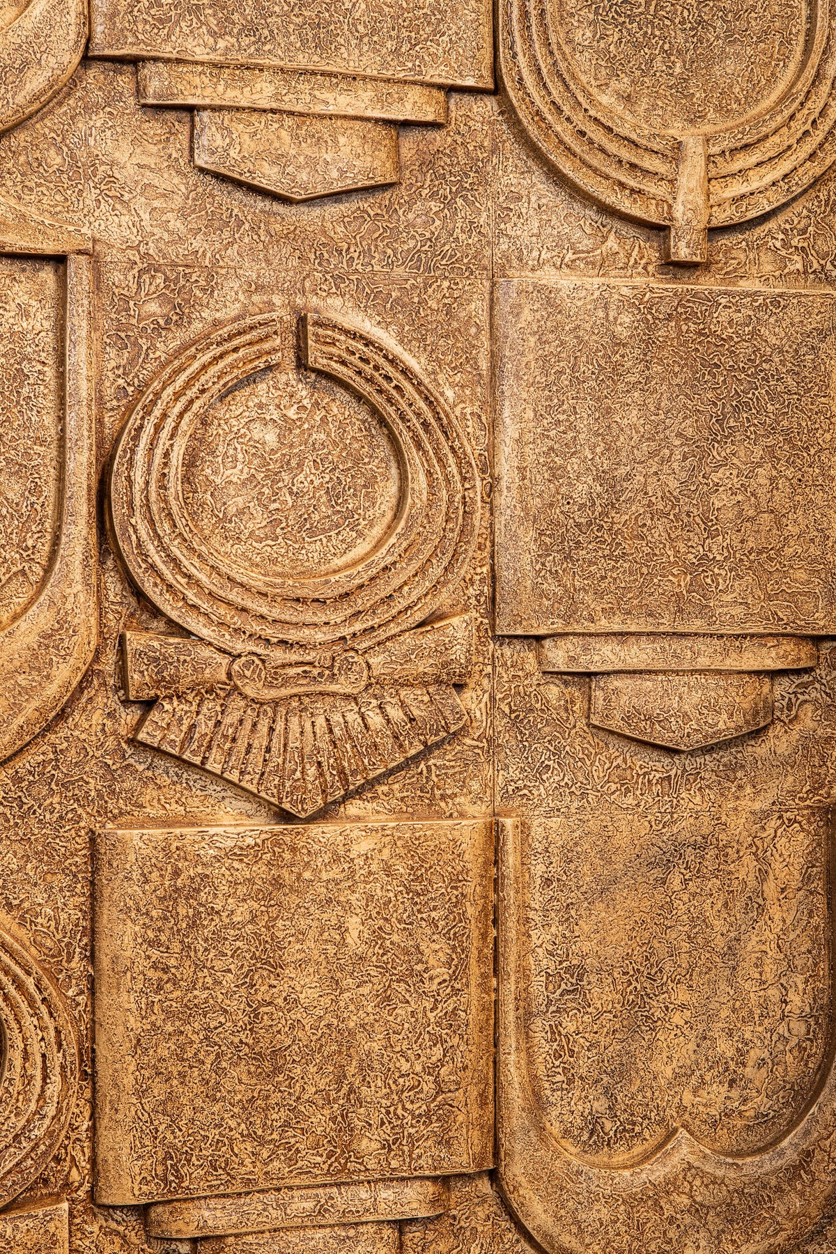 Saku Beige MDF Ancient Symbols Antique Wall Panel PTMD