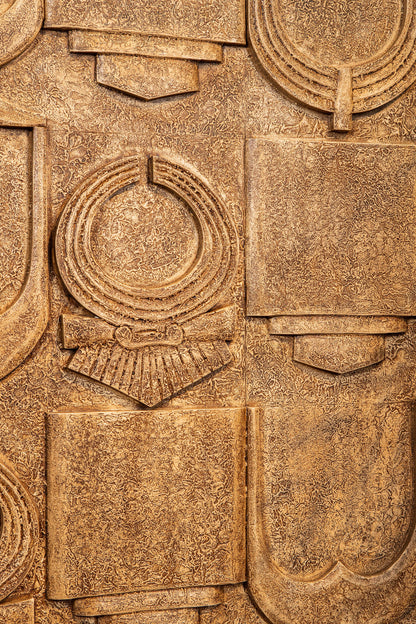 Saku Beige MDF Ancient Symbols Antique Wall Panel PTMD