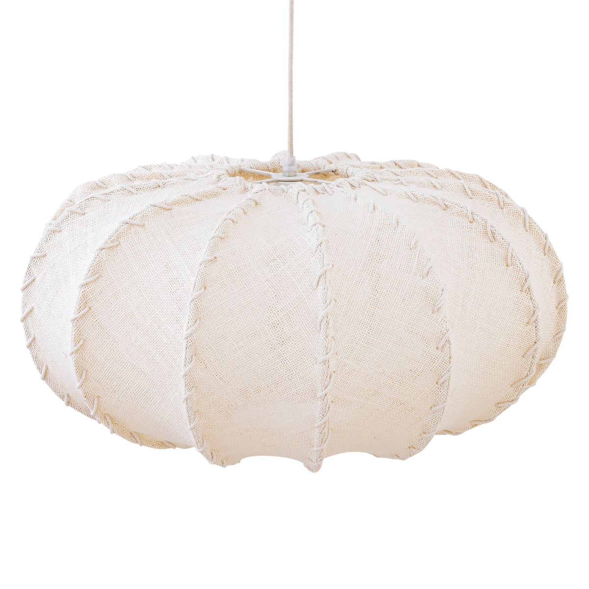 Pendant Light Myka Cream Jute Flat Round Large PTMD