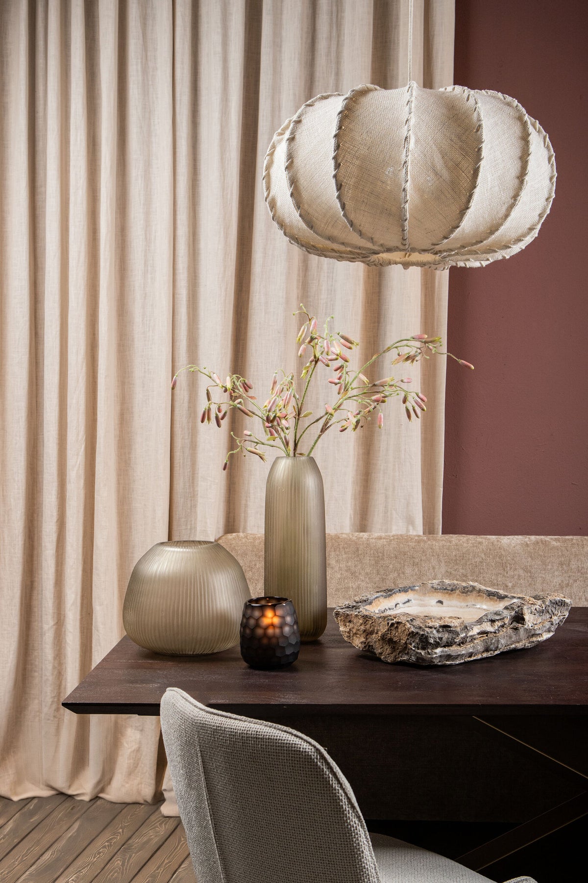 Pendant Light Myka Cream Jute Flat Round Large PTMD