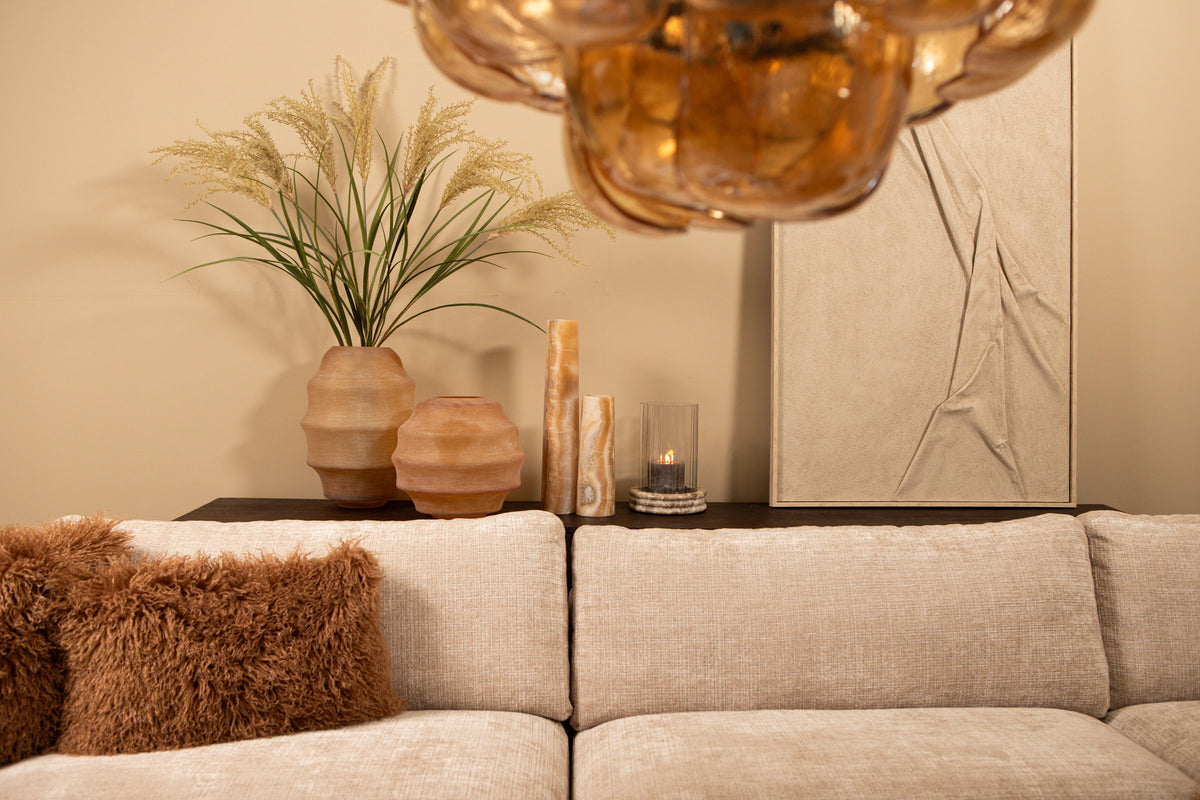 Elladie Amber Round Glass Layered Vase High PTMD