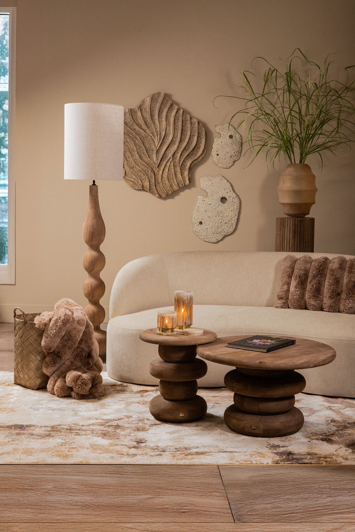 Elladie Amber Round Glass Layered Vase High PTMD