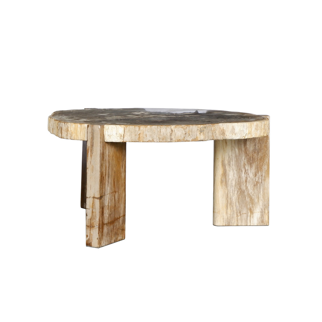 Coffee table Kayo Natural Petrified wood 3 Legs High PTMD