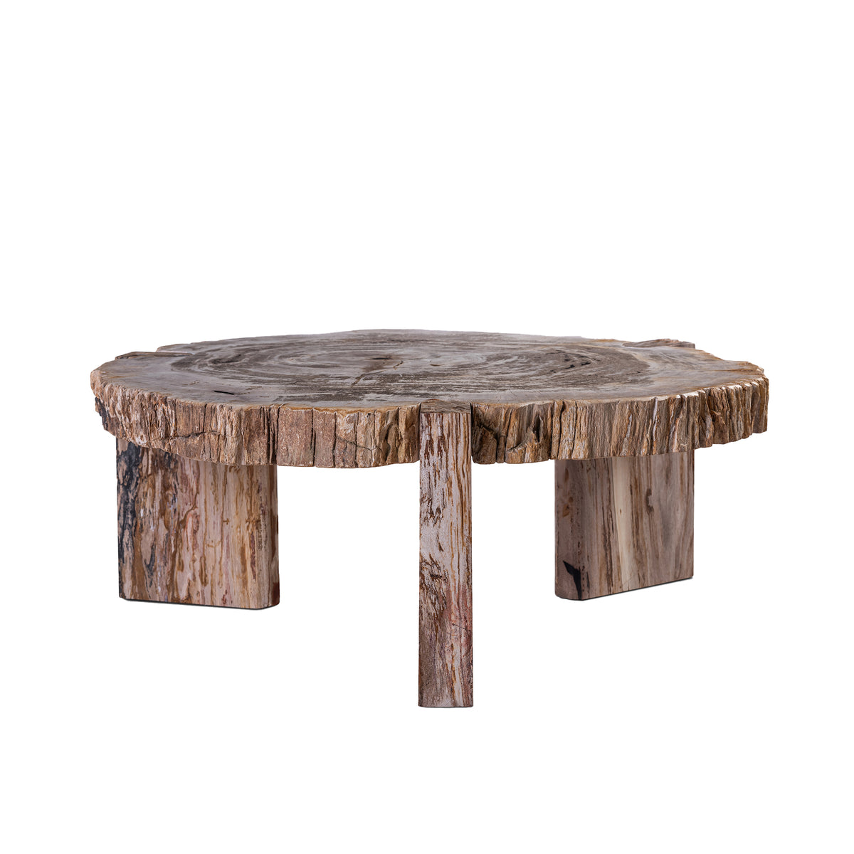 Coffee Table Kayo Natural Petrified Wood 3 Legs Low PTMD